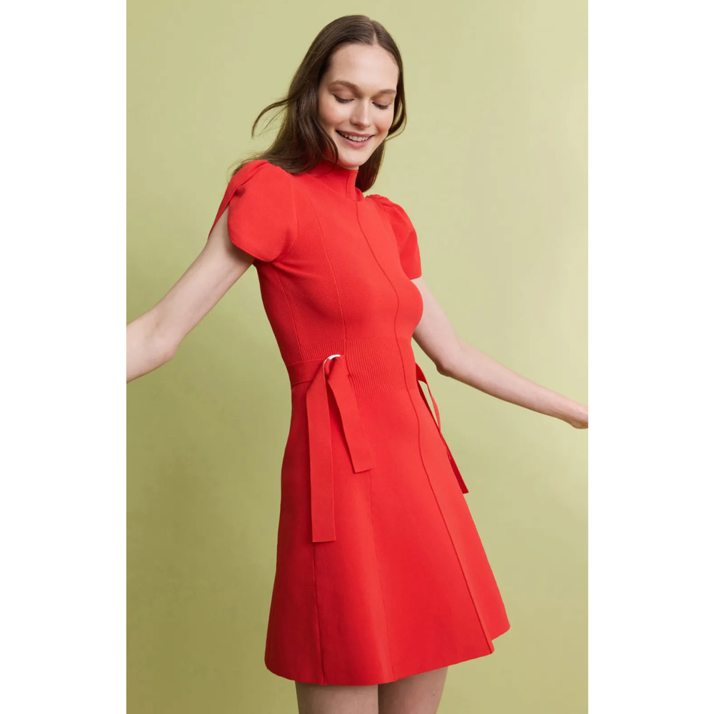 3.1 Phillip Lim Compact Rib Tulip Mini Dress in Red